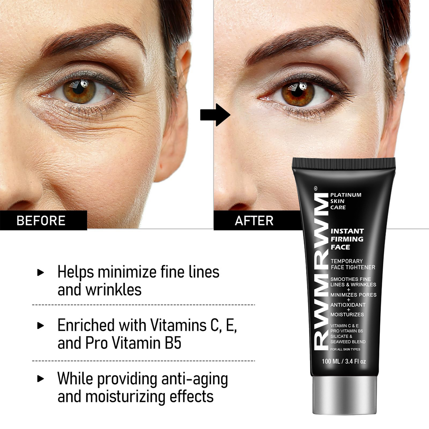 Face Tightener Firm and Smooth the Look of Fine Lines, Deep Wrinkles and Pores,3.4 fl.oz