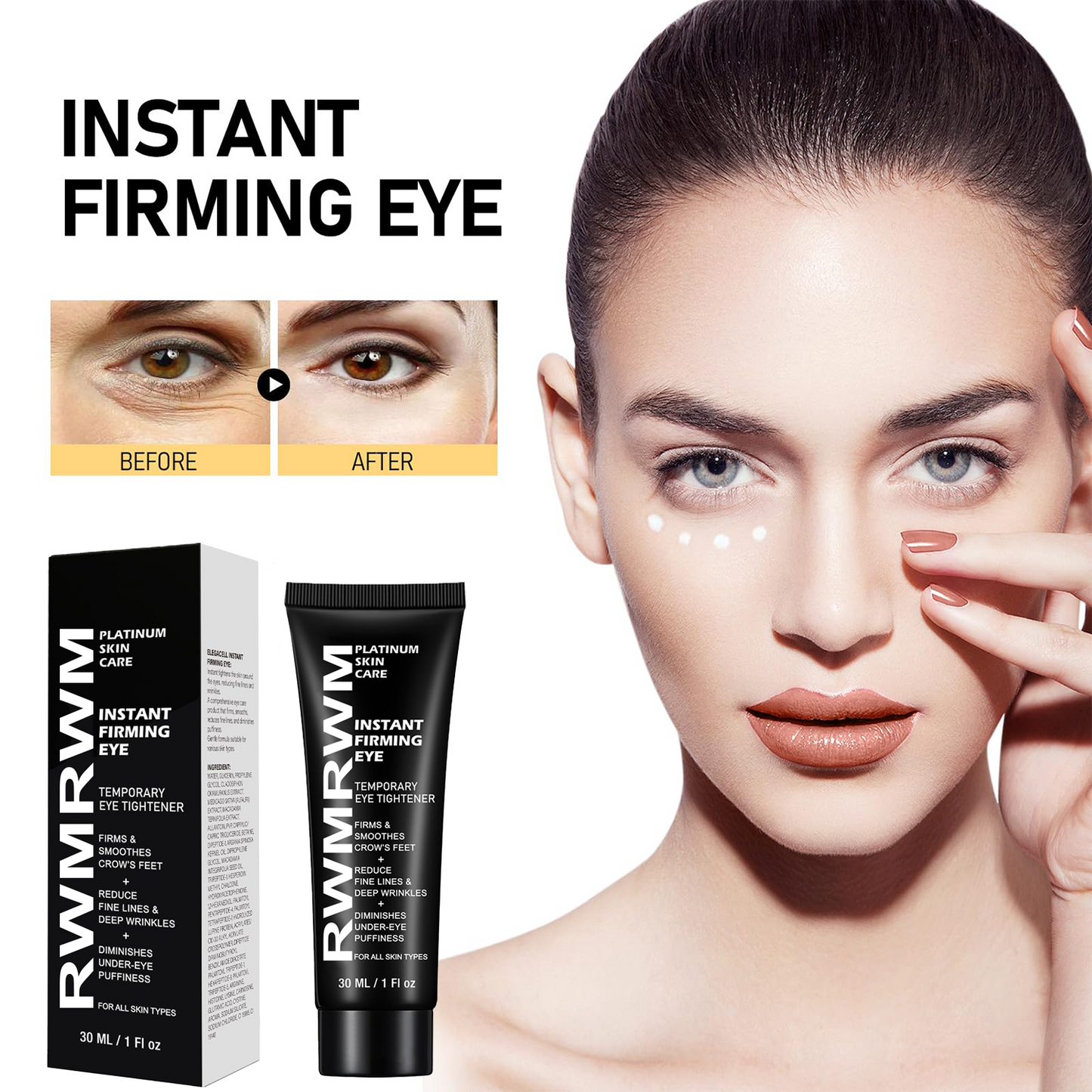 Instant Firming Eye Cream - Firms the under-eye area and eliminates wrinkles, bags, dark circles and puffiness - Anti-ageing treatment for men and women - 30 ml