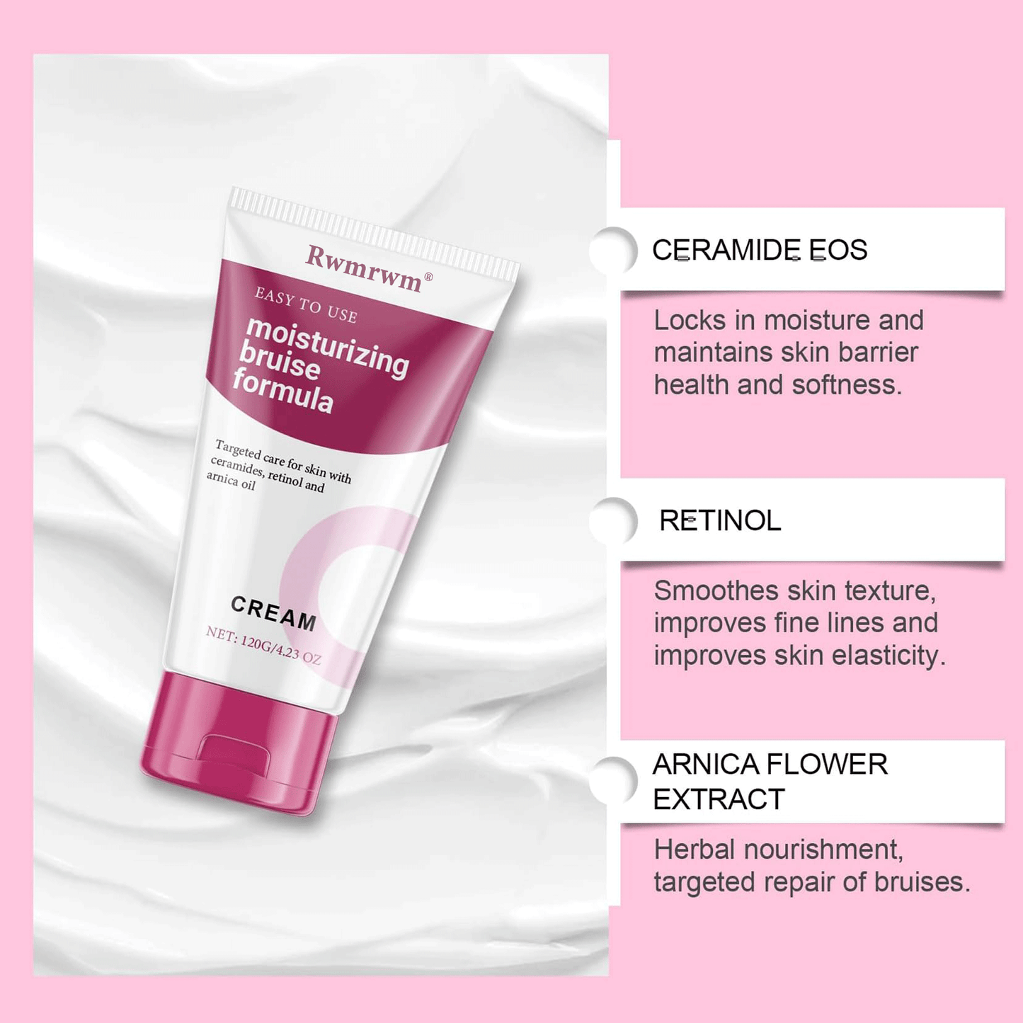 Bruise Cream - Moisturizer for Bruises on Arms, Legs & Hands - Restores Fragile Skin with Anti-Wrinkle Formula for Firming & Strengthening - 4.5 Oz